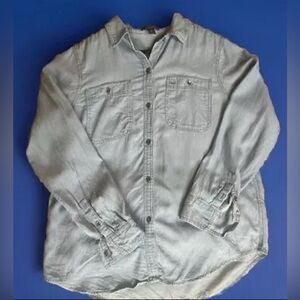 Chaps Lyocell striped denim style button down